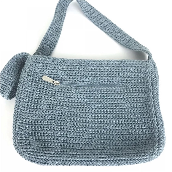The Sak Crochet Shoulder Purse Handbag Zip Blue - Picture 4 of 8